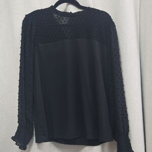 Adrianna Papell Black Sheer Sleeve Blouse